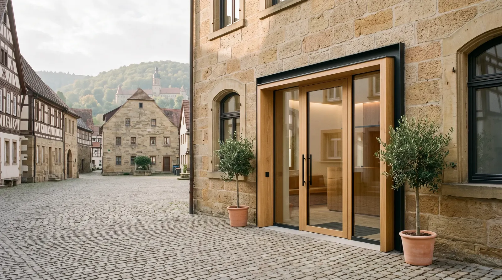 Eingang der Praxis am Klosterplatz in Lorch