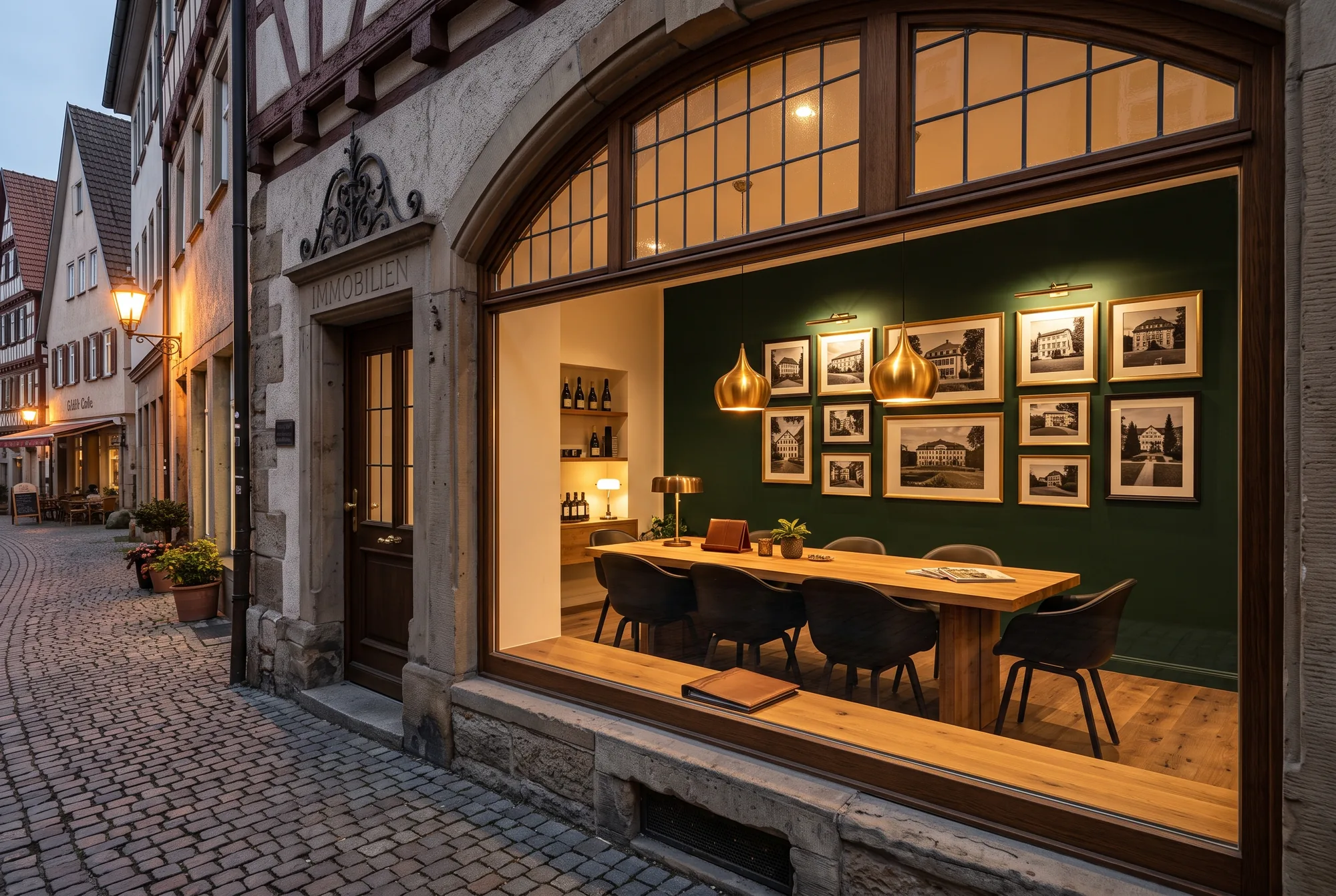 Büro am Schorndorfer Marktplatz am Abend